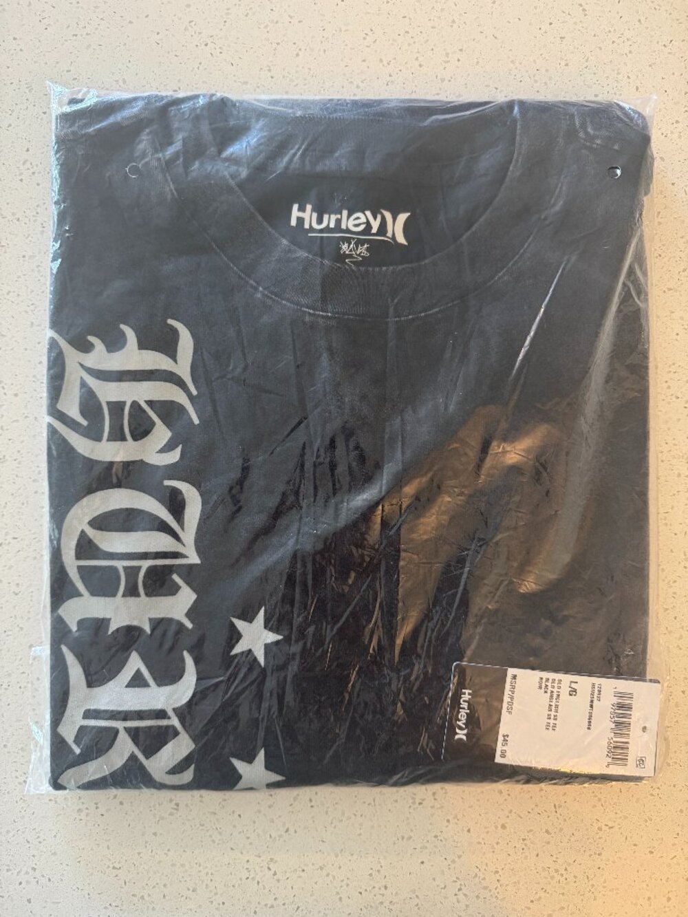Hurley x Travis Barker Old English Short Sleeve Tee Shirt / Size L / NWT